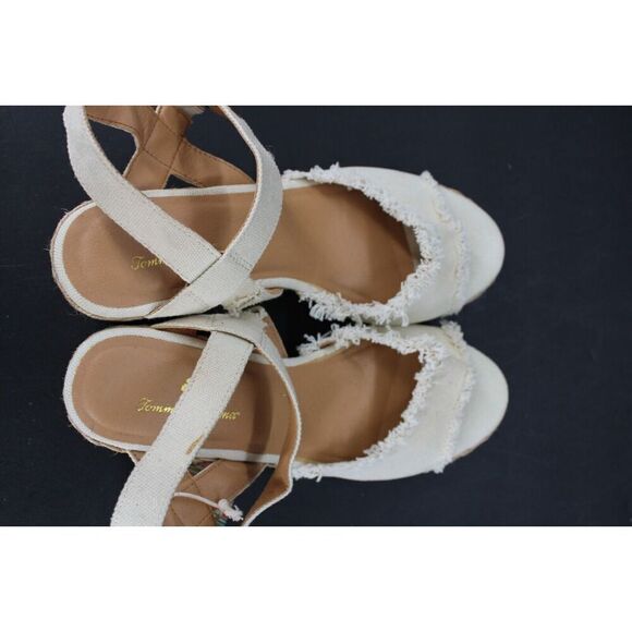 Tommy Bahama Sandals Womens 9 M Savina Wedge Espadrille Cream Ankle Strap - Picture 10 of 11